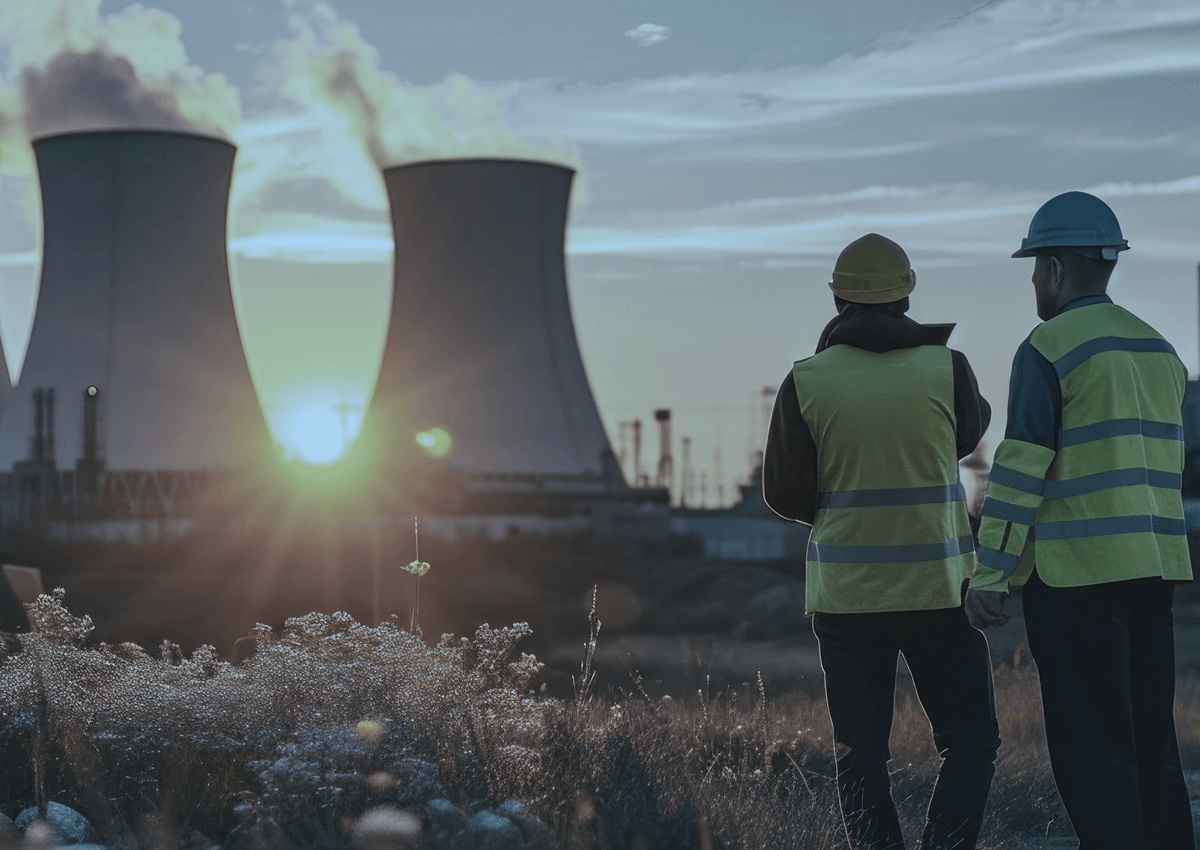 Nuclear power plants with workers